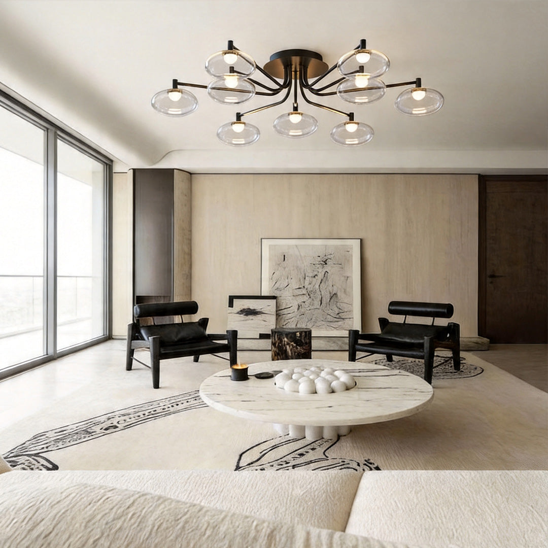 Modern LED Glass Flush Mount Ceiling Light - Creative Lighting Fixture