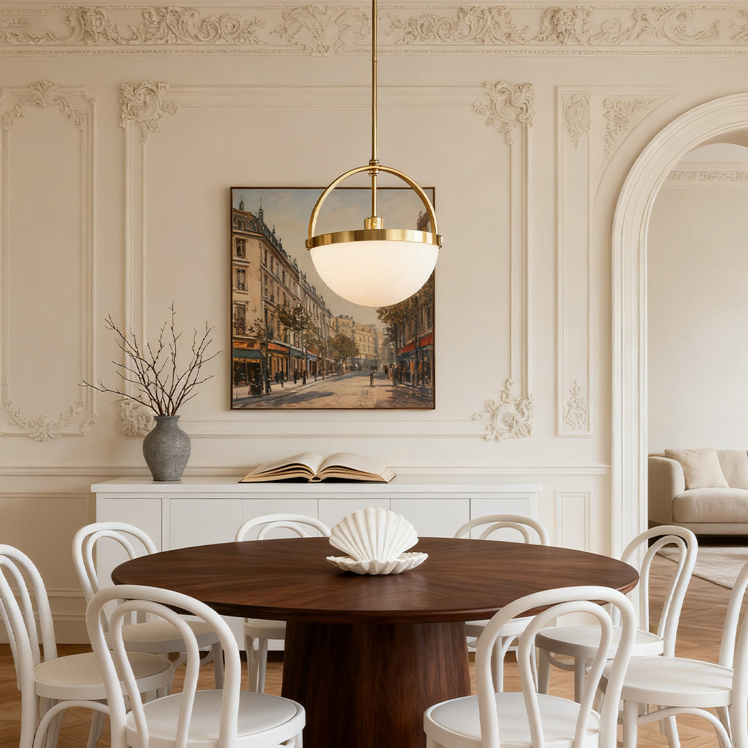 Gold and White Minimalist Pendant Light - Stylish Ceiling Fixture