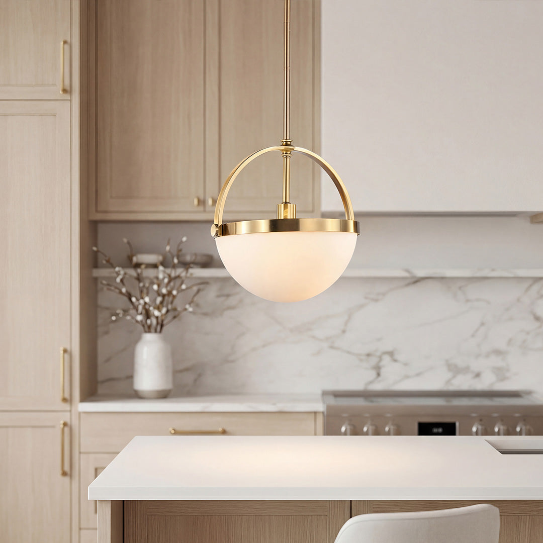 Gold and White Minimalist Pendant Light - Stylish Ceiling Fixture