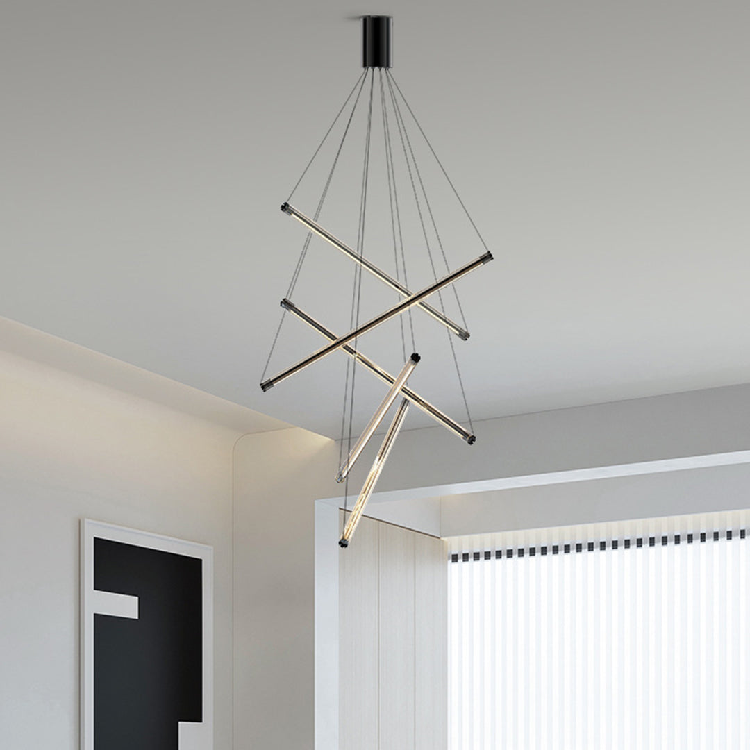 LED Linear Chandelier - Nordic Minimalist Lighting, Modern LED Pendant Light, Sleek Design, Home Decor Lighting, Energy-Efficient Chandelier, Contemporary Ceiling Fixture, Adjustable Length LED Light