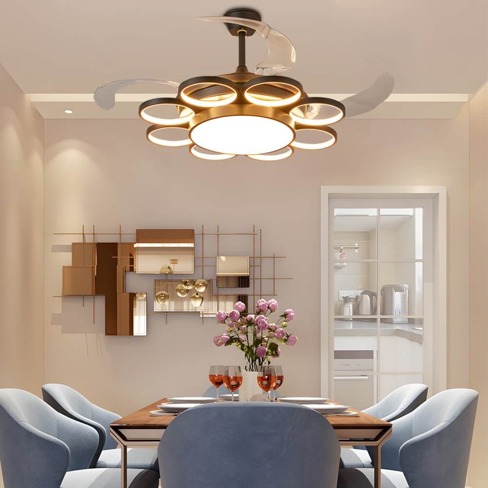 Modern Gold Ceiling Fan with Silent LED Light - Stylish Home Decor, Energy Efficient, Quiet Operation