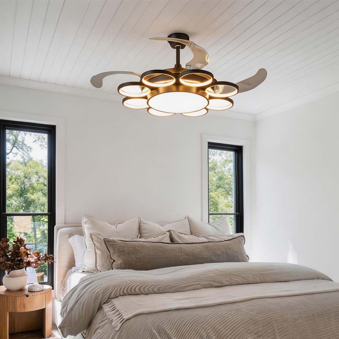 Modern Gold Ceiling Fan with Light - Silent LED Lamp, Energy Efficient, Stylish Home Decor