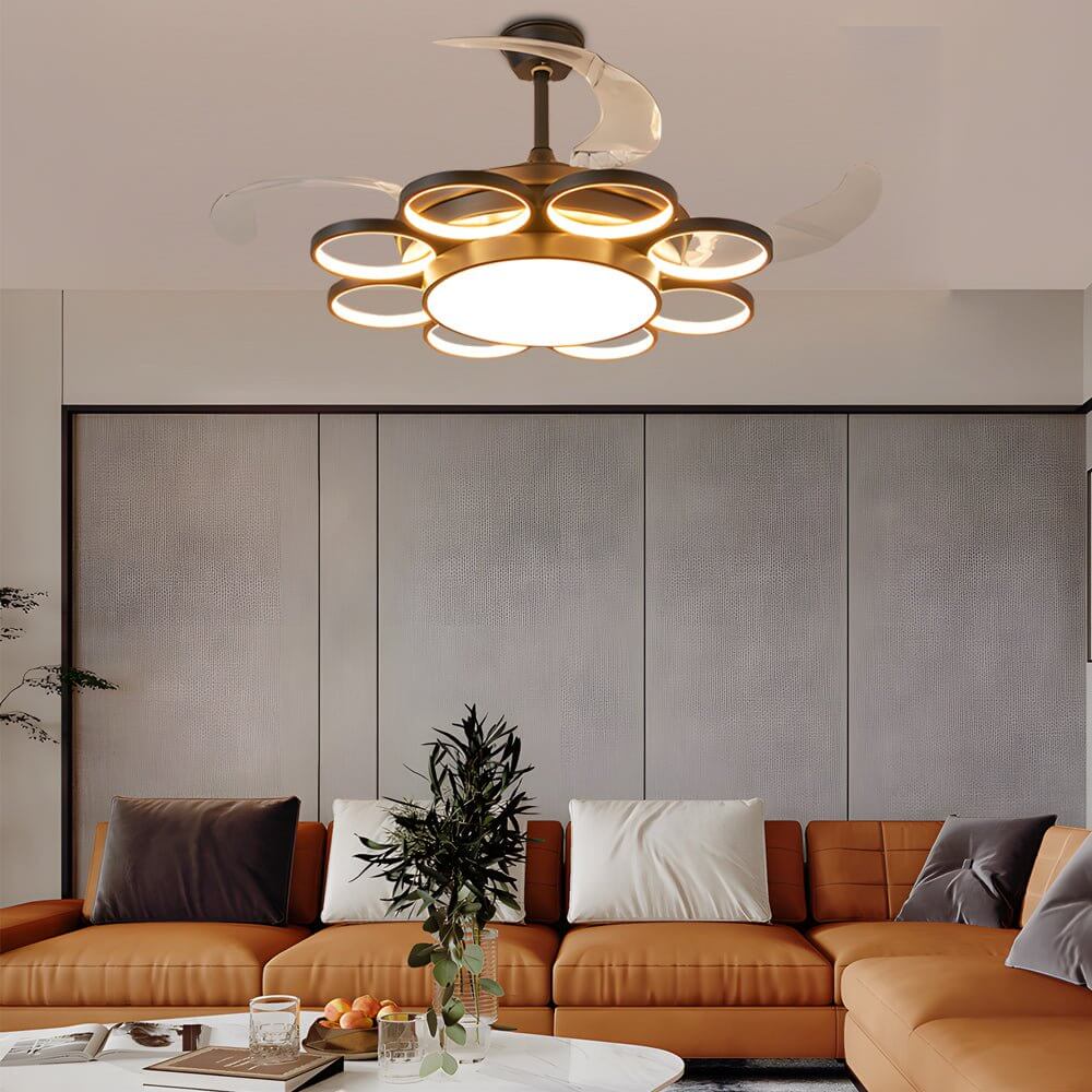 Modern Gold Ceiling Fan with Light - Silent LED Lamp, Energy Efficient, Stylish Home Decor