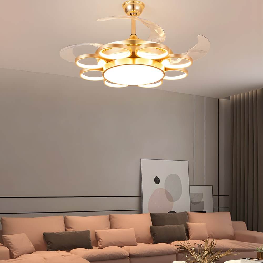 Modern Gold Ceiling Fan with Light - Silent LED Lamp, Energy Efficient, Stylish Home Decor