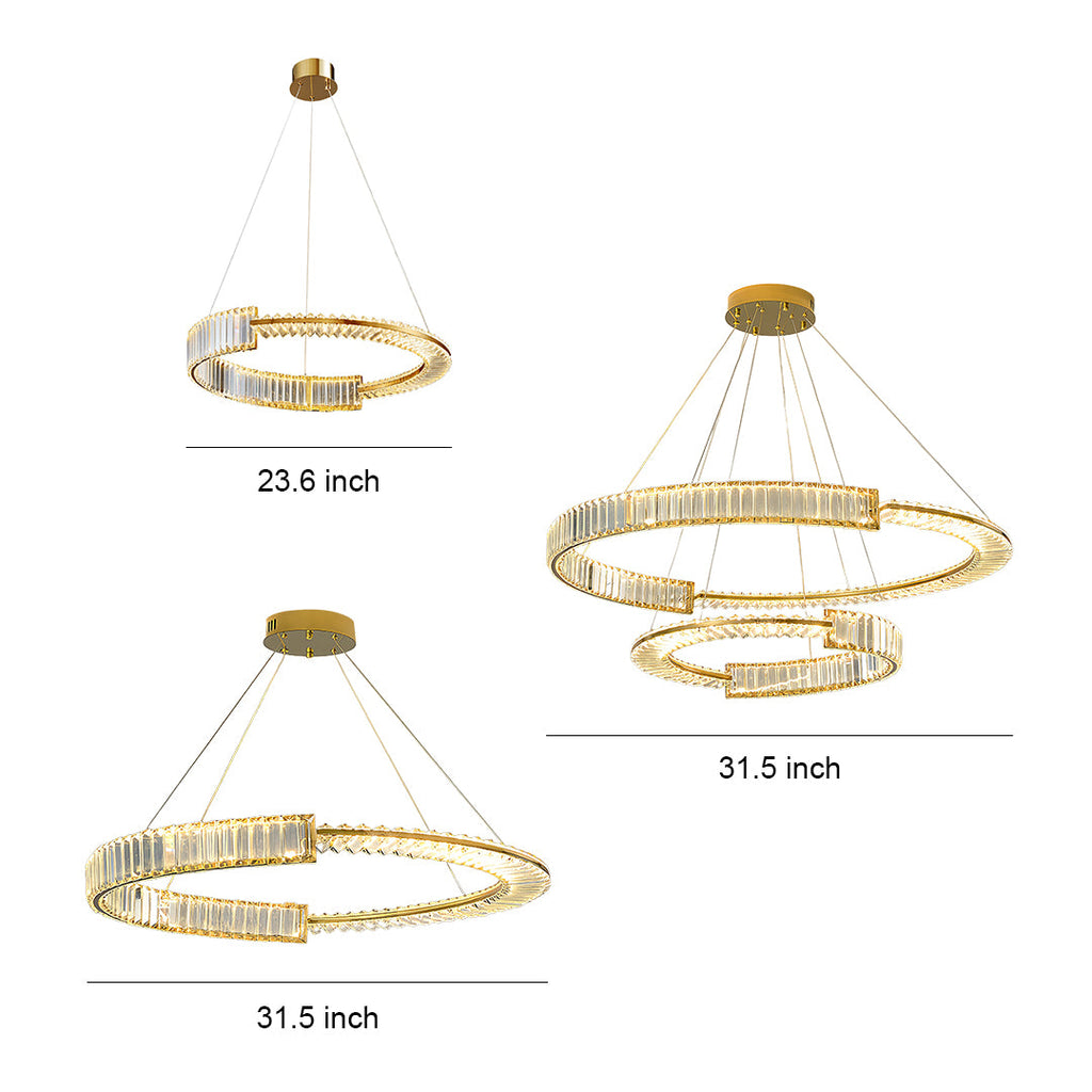 Gold Crystal Chandelier Dimmable LED Modern Ceiling Light