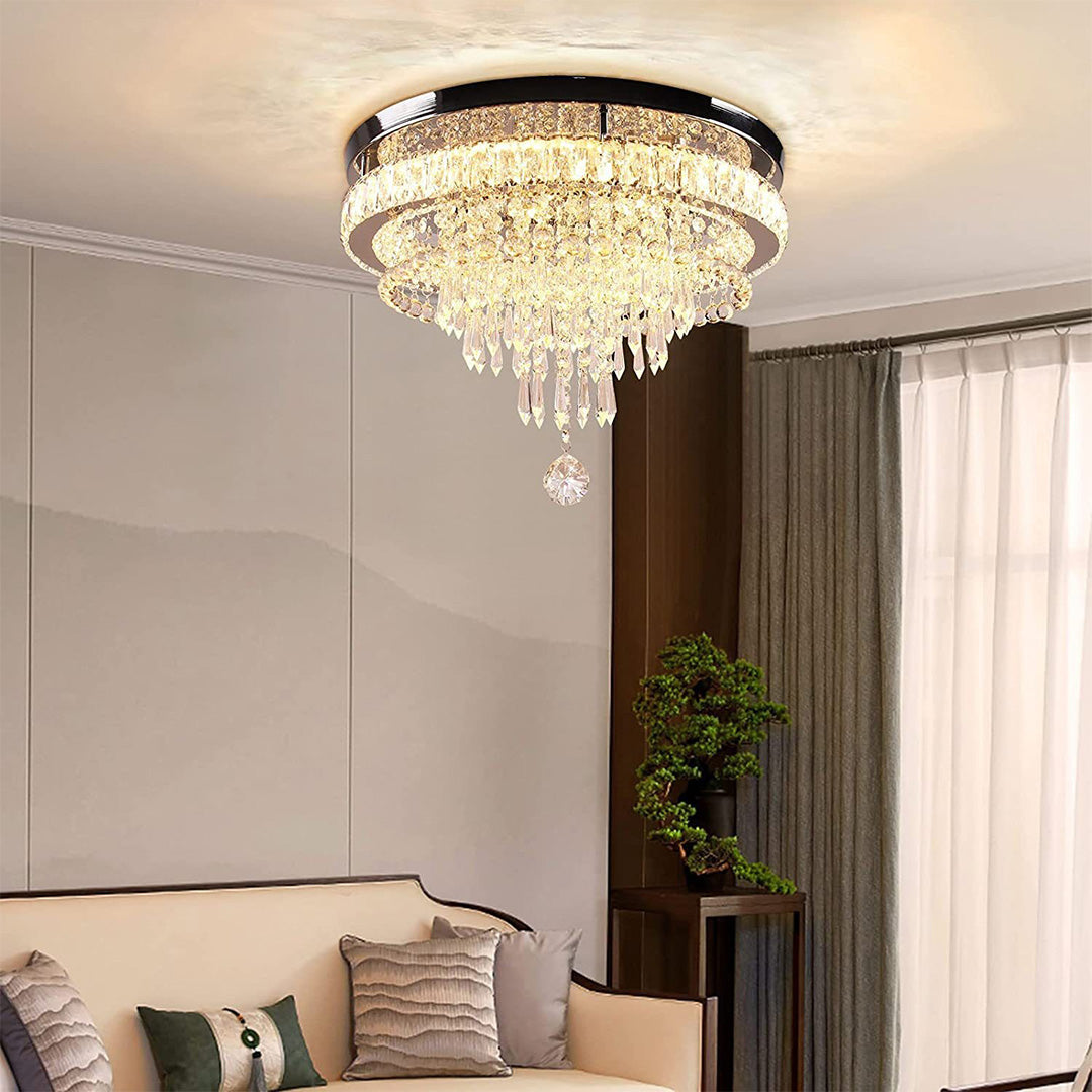 Gold Flush Mount Light - Modern Luxury Round Ceiling Fixture