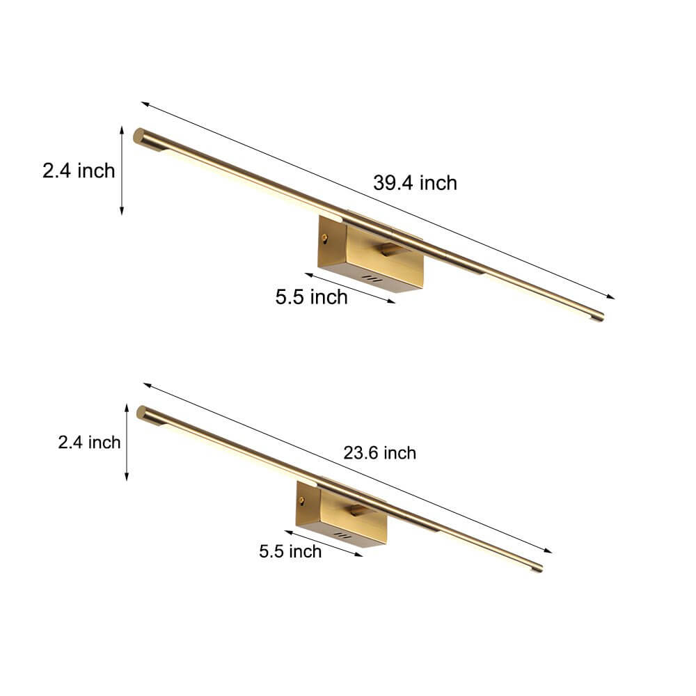 Modern Gold LED Bathroom Vanity Light 23.6" & 39.4" - Stylish Illumination with Warm & White Light, Adjustable Brightness, Brushed Gold Finish, Contemporary Design for Home Decor, Elegant LED Vanity Fixture for Makeup and Grooming, Energy-Efficient Lighti