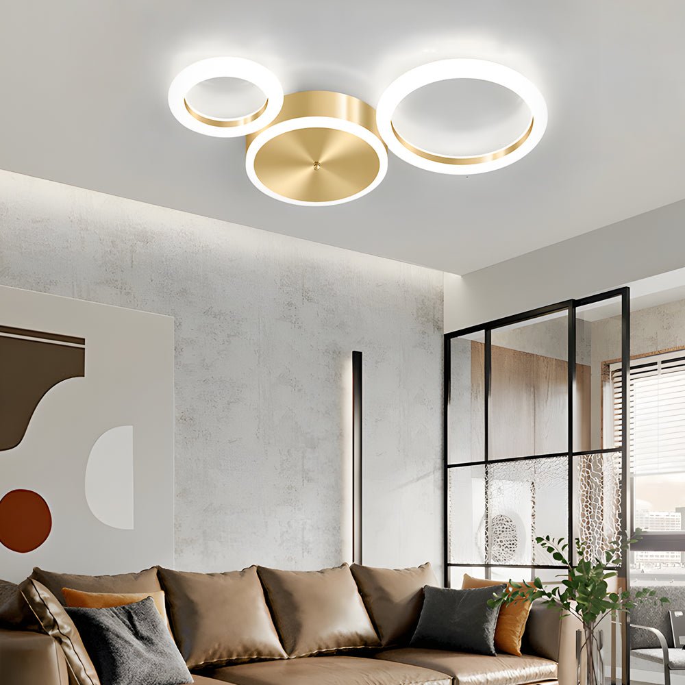 Modern Gold LED Flush Mount Ring Ceiling Light Fixture