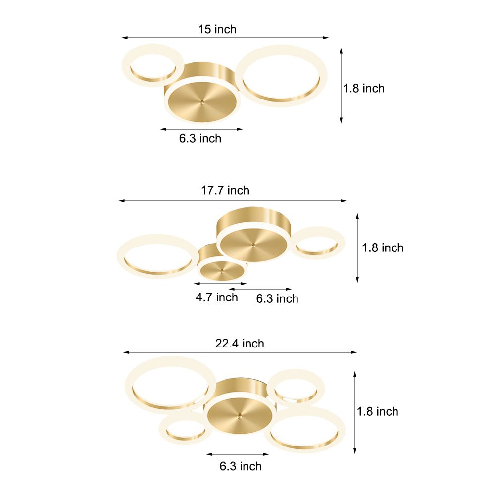 Modern Gold LED Flush Mount Ring Ceiling Light Fixture