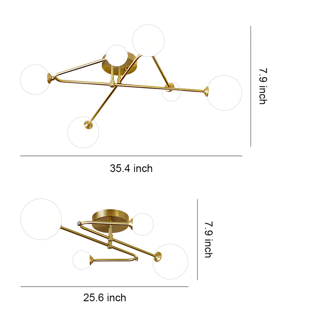 Gold Nordic Semi Flush Mount Magic Bean Ceiling Light
