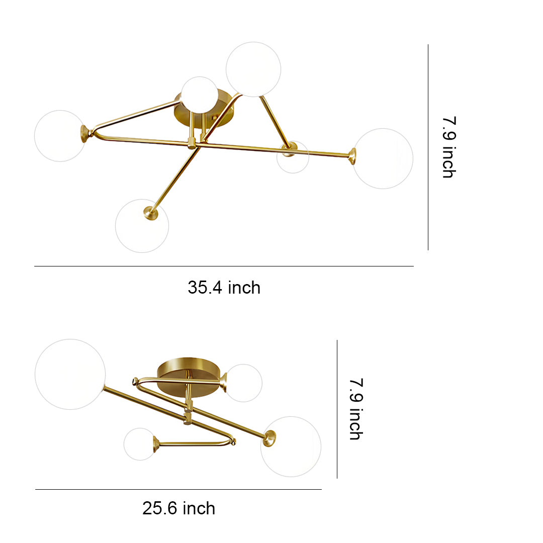 Gold Nordic Semi Flush Mount Magic Bean Ceiling Light