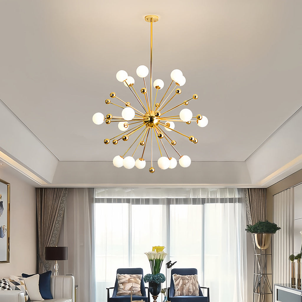 12-Light Sputnik Chandelier - Nordic Gold Iron LED Ceiling Light