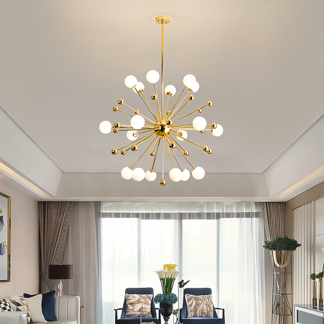 12-Light Sputnik Chandelier - Nordic Gold Iron LED Ceiling Light