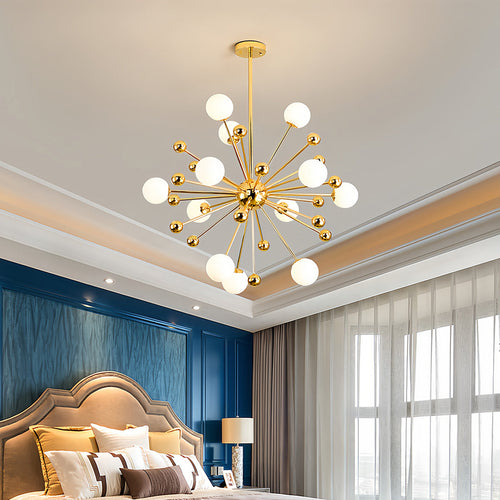 12-Light Sputnik Chandelier - Nordic Gold Iron LED Ceiling Light