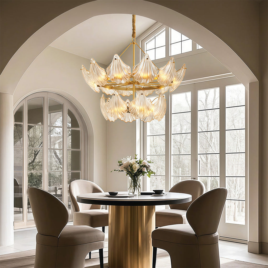 Modern Luxury Copper Glass Chandelier - Elegant Ceiling Light Fixture