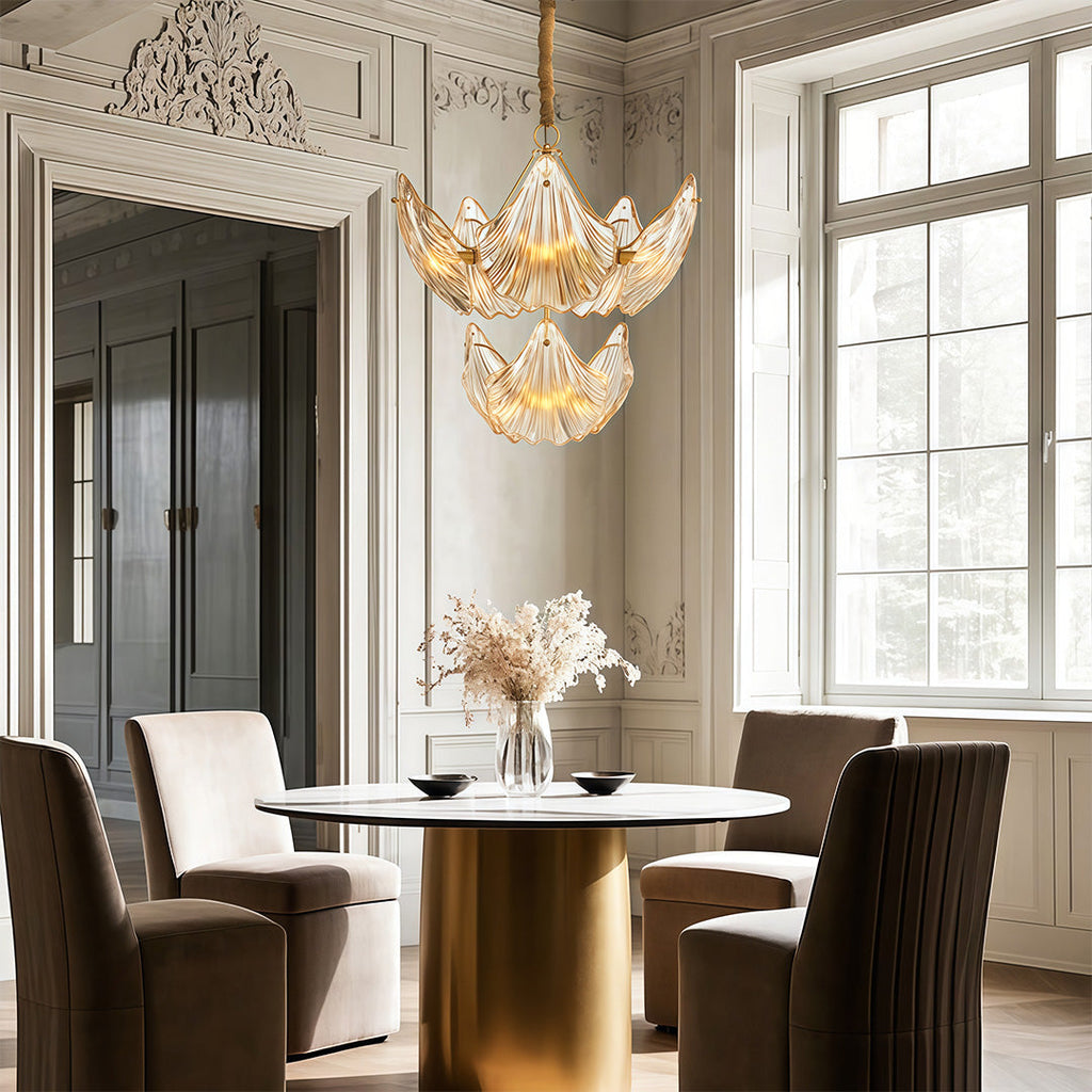 Modern Luxury Copper Glass Chandelier - Elegant Ceiling Light Fixture