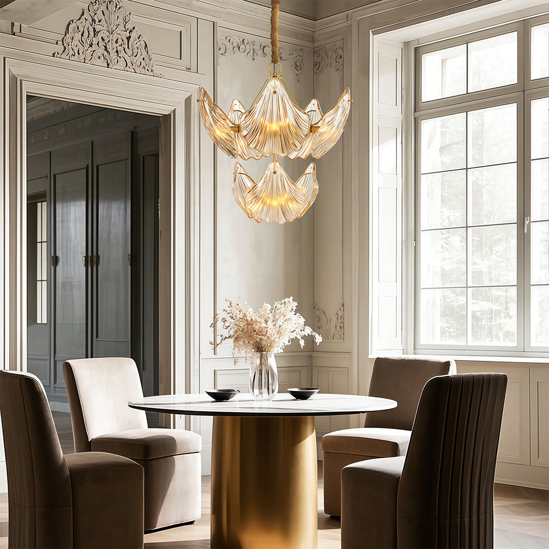 Modern Luxury Copper Glass Chandelier - Elegant Ceiling Light Fixture
