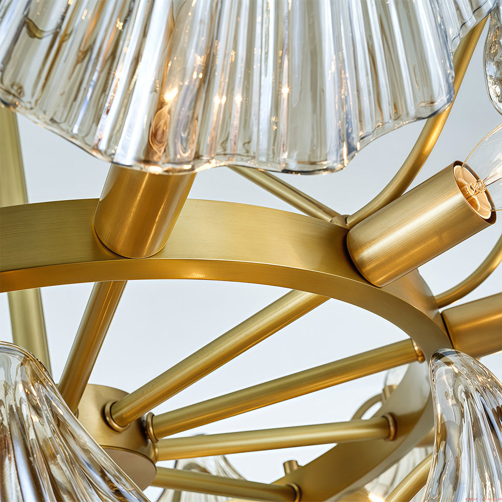 Modern Luxury Copper Glass Chandelier - Elegant Ceiling Light Fixture