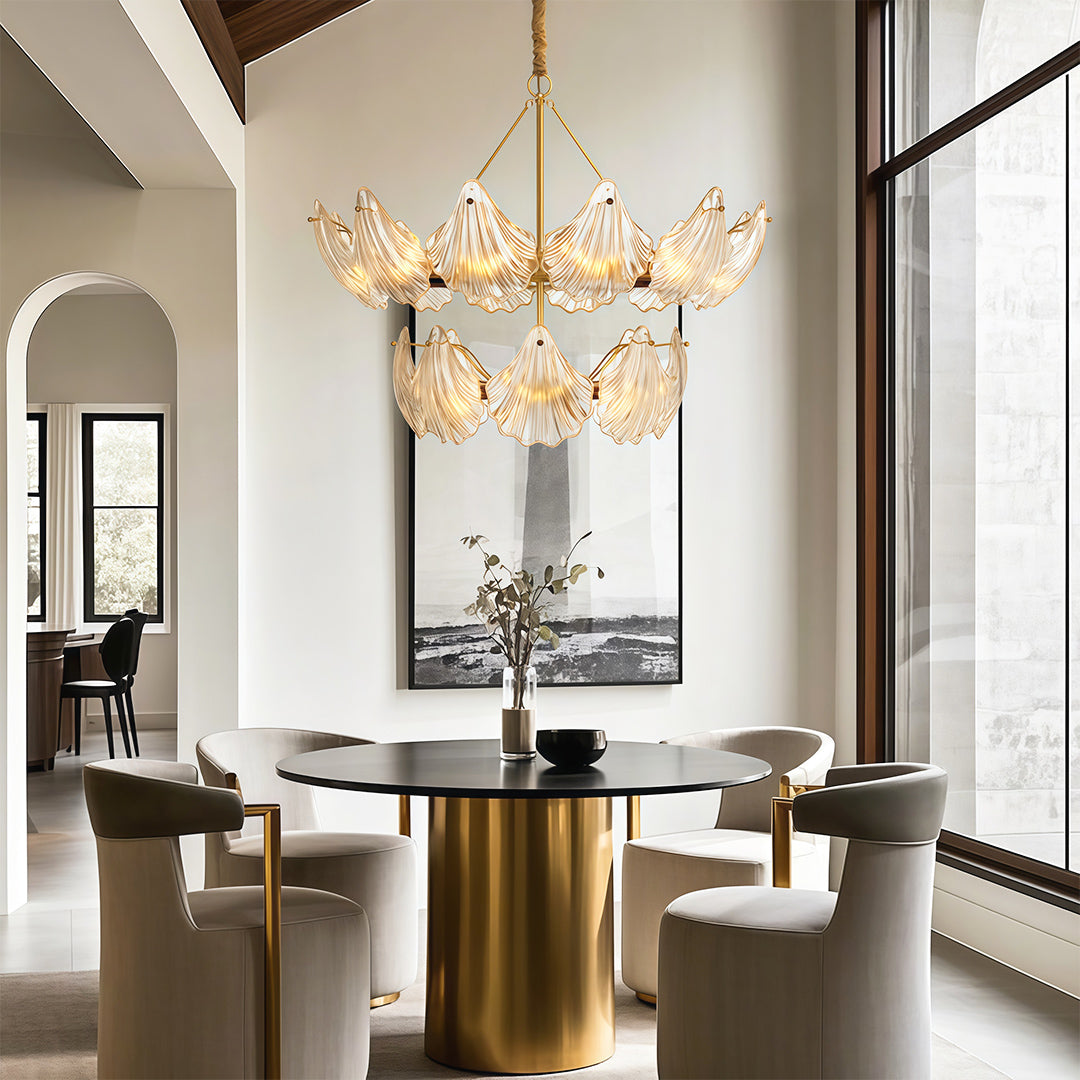 Modern Luxury Copper Glass Chandelier - Elegant Ceiling Light Fixture