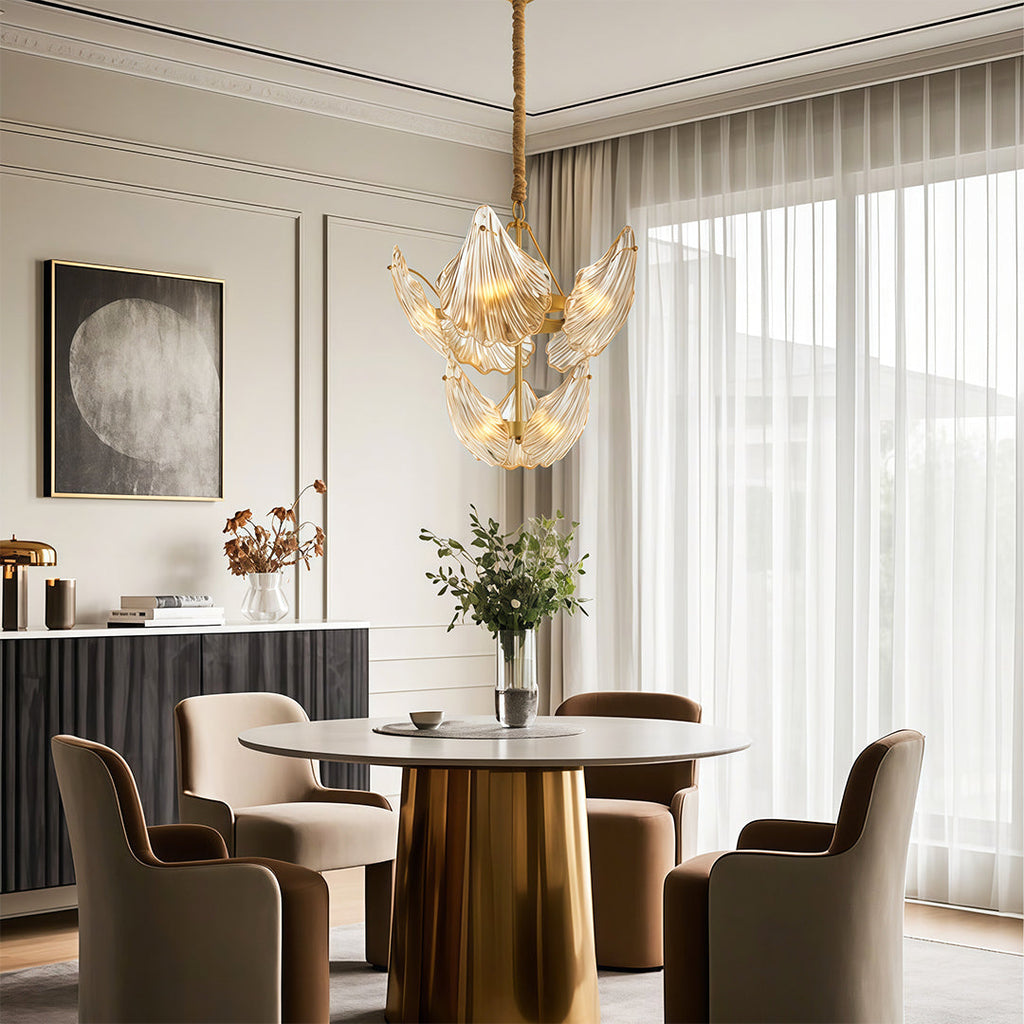 Modern Luxury Copper Glass Chandelier - Elegant Ceiling Light Fixture