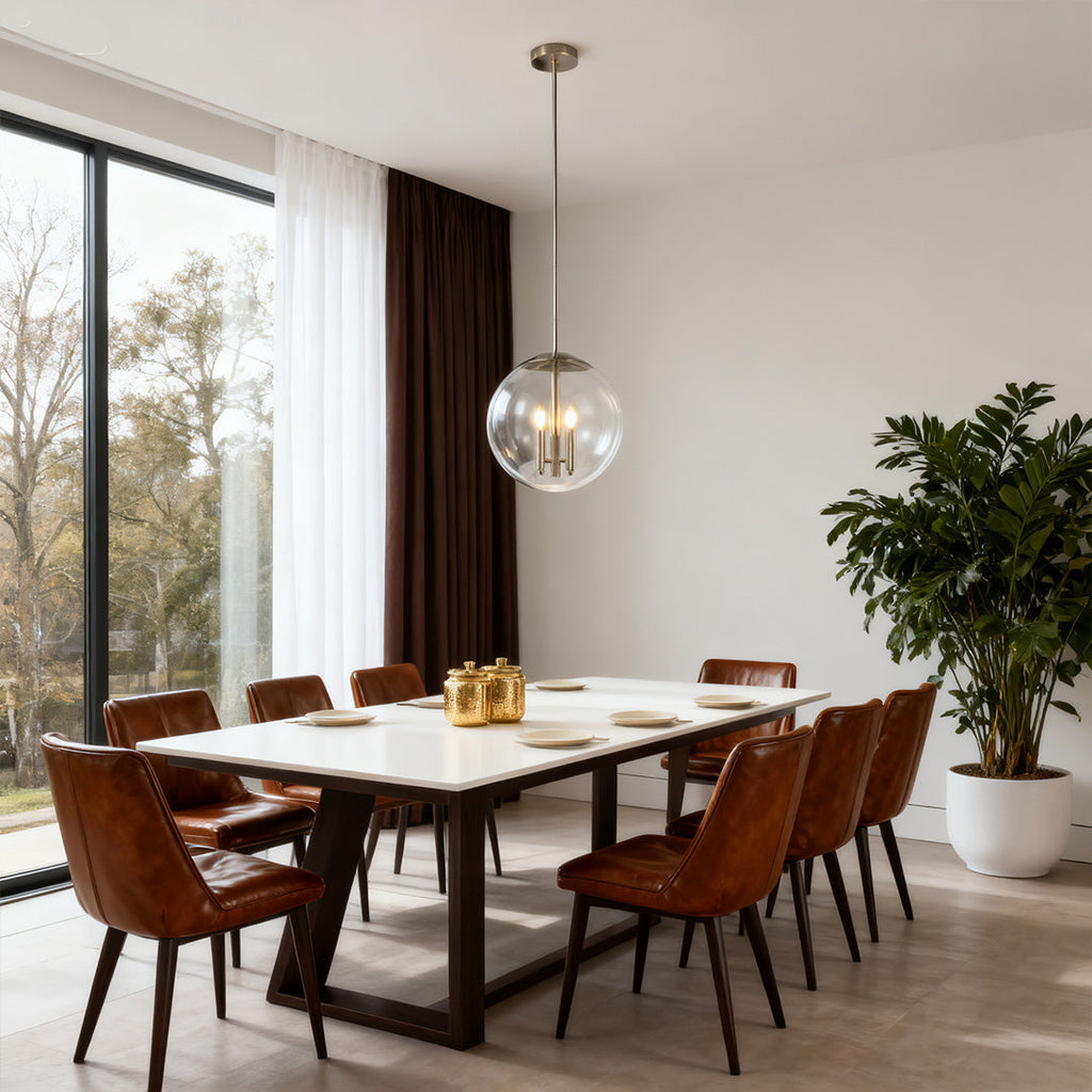 Glass Orb Pendant Light - Contemporary Chic Silver Ceiling Fixture