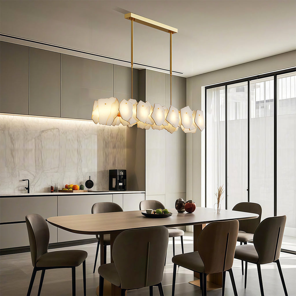 Modern LED Cloud Stone Copper Chandelier Ceiling Light