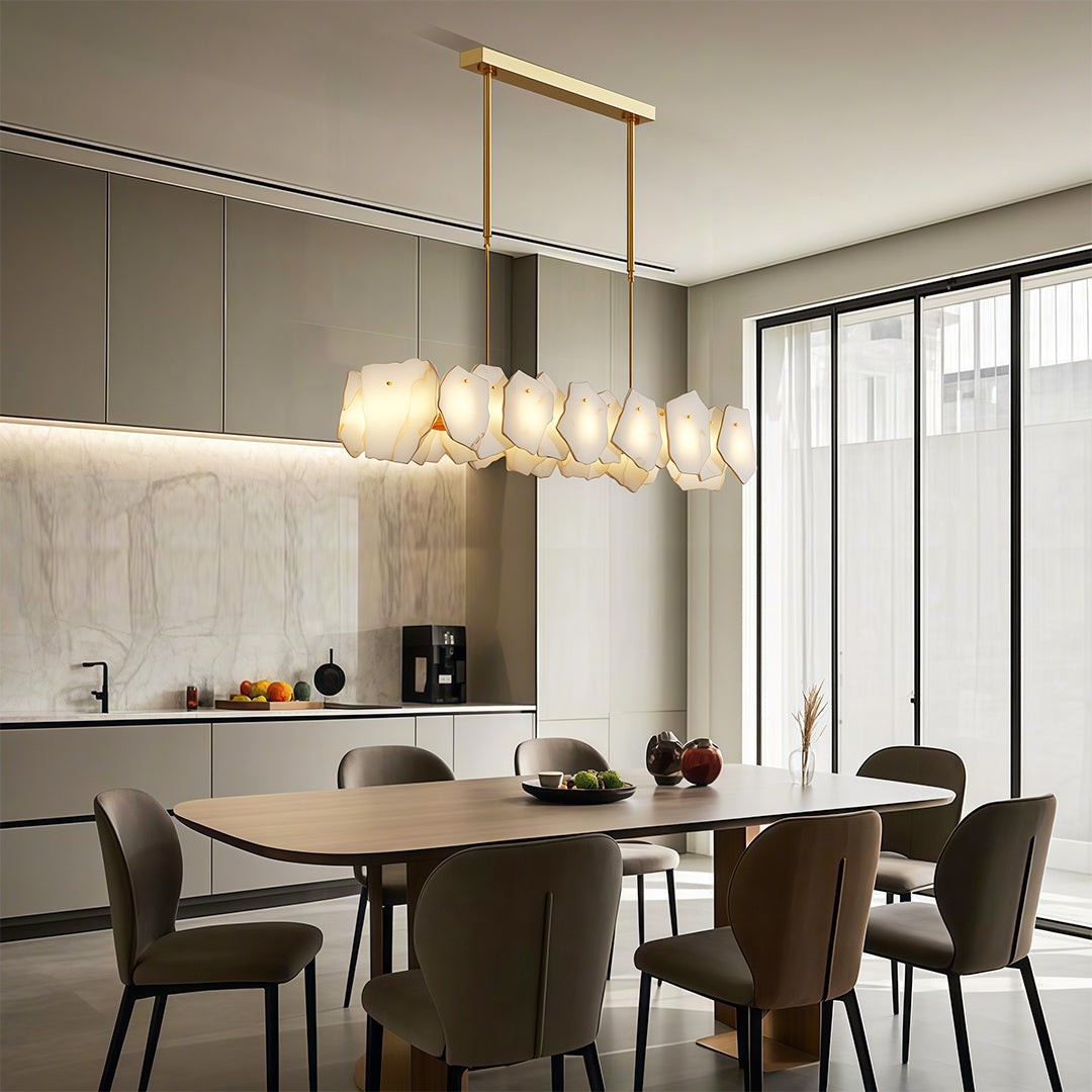 Modern LED Cloud Stone Copper Chandelier Ceiling Light