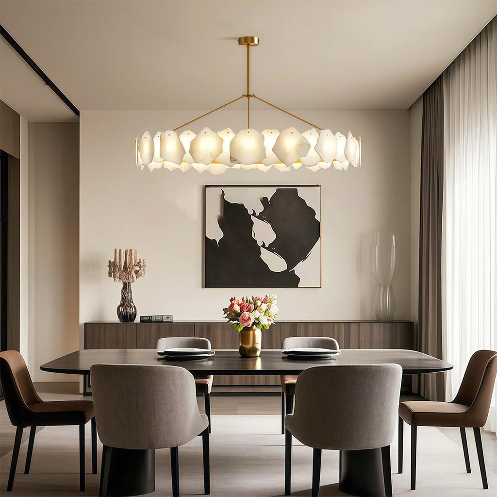 Modern LED Cloud Stone Copper Chandelier Ceiling Light