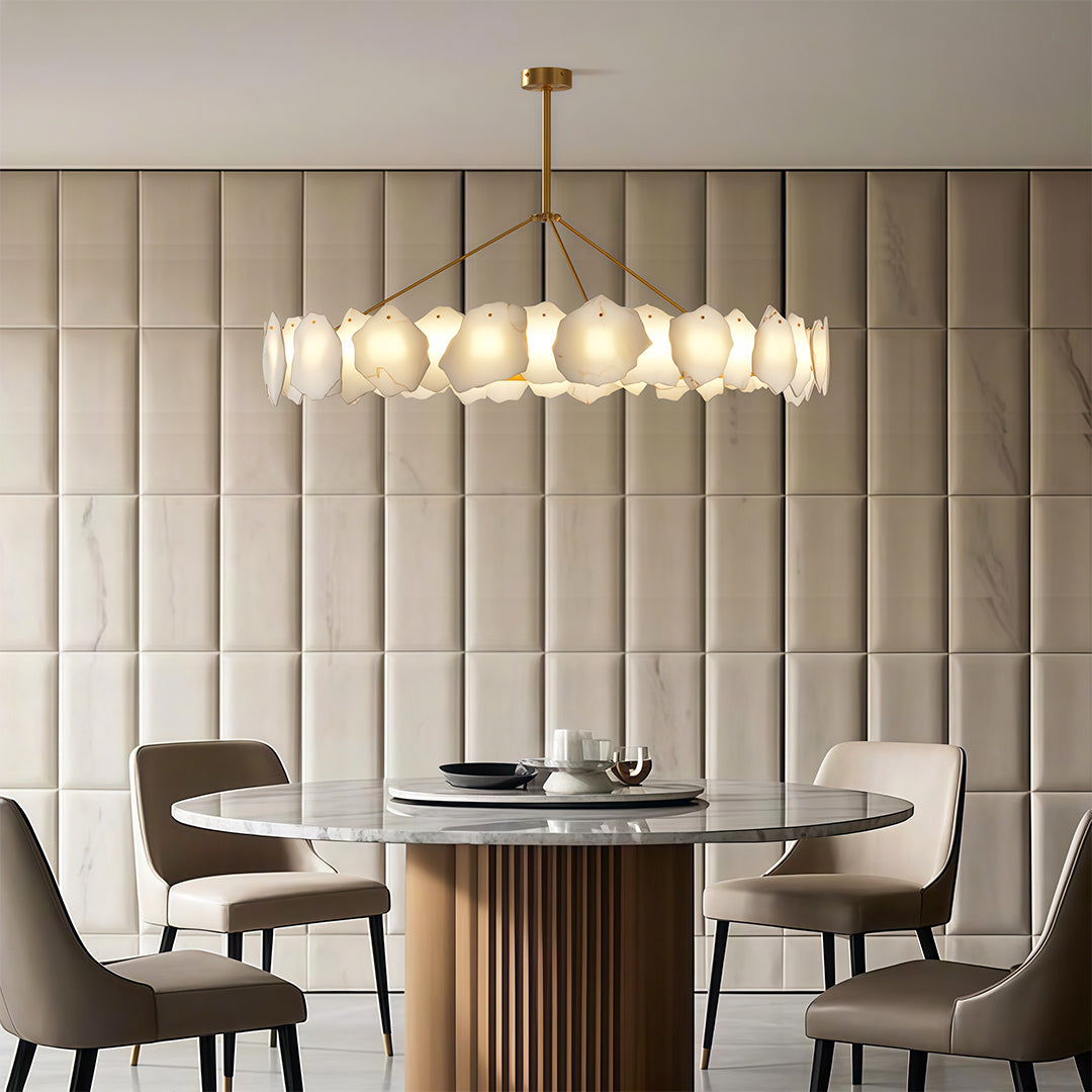 Modern LED Cloud Stone Copper Chandelier Ceiling Light