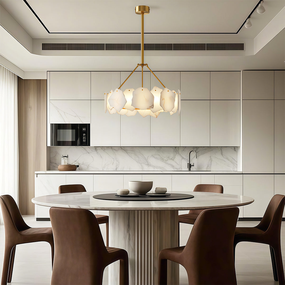 Modern LED Cloud Stone Copper Chandelier Ceiling Light