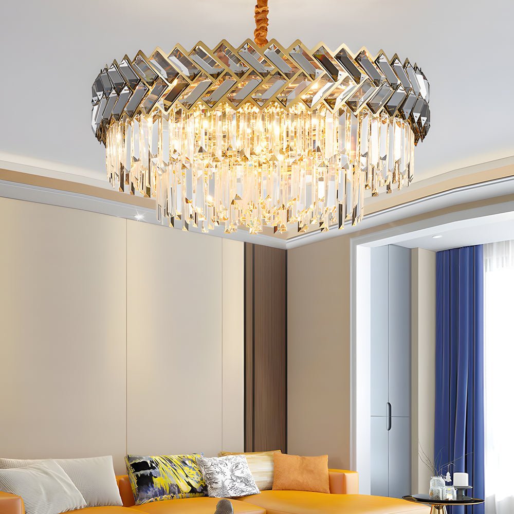Modern LED Dimmable Crystal Chandelier - Round & Rectangle Design