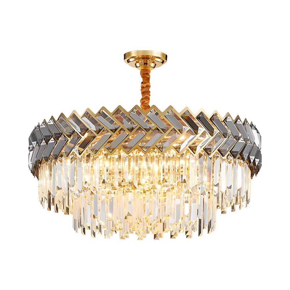 Modern LED Dimmable Crystal Chandelier - Round & Rectangle Design