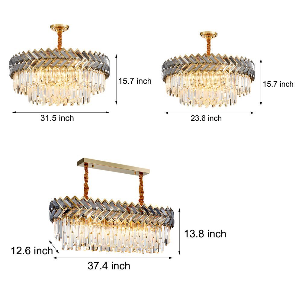 Modern LED Dimmable Crystal Chandelier - Round & Rectangle Design