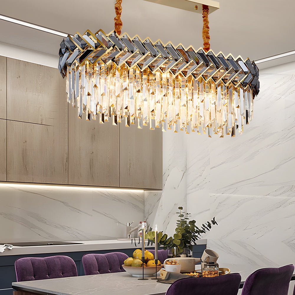 Modern LED Dimmable Crystal Chandelier - Round & Rectangle Design