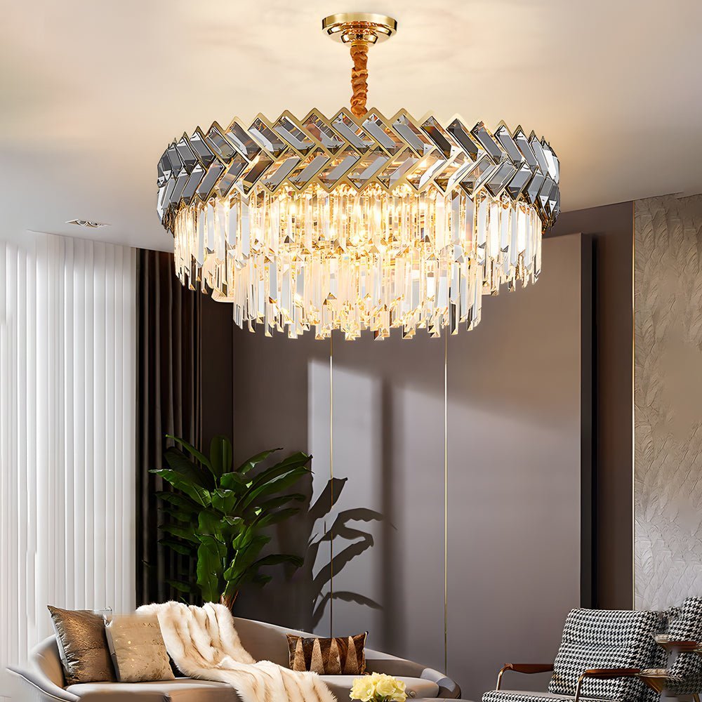 Modern LED Dimmable Crystal Chandelier - Round & Rectangle Design