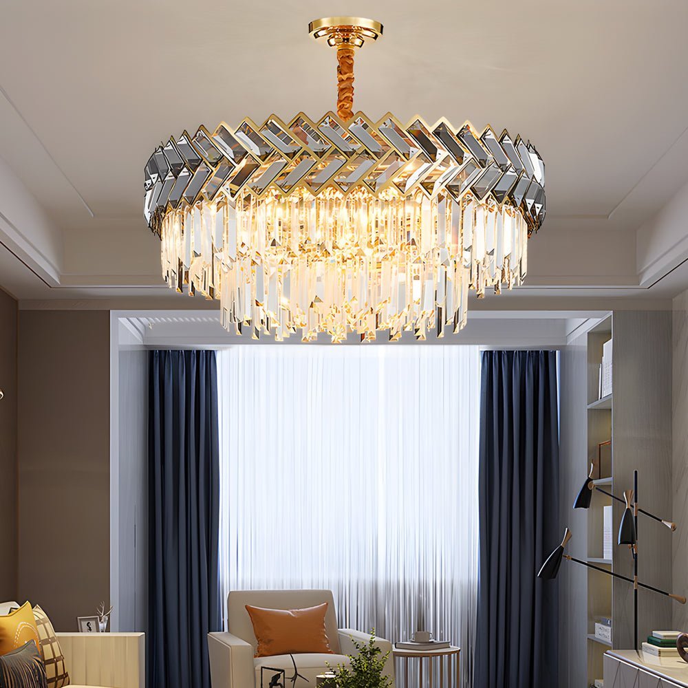 Modern LED Dimmable Crystal Chandelier - Round & Rectangle Design
