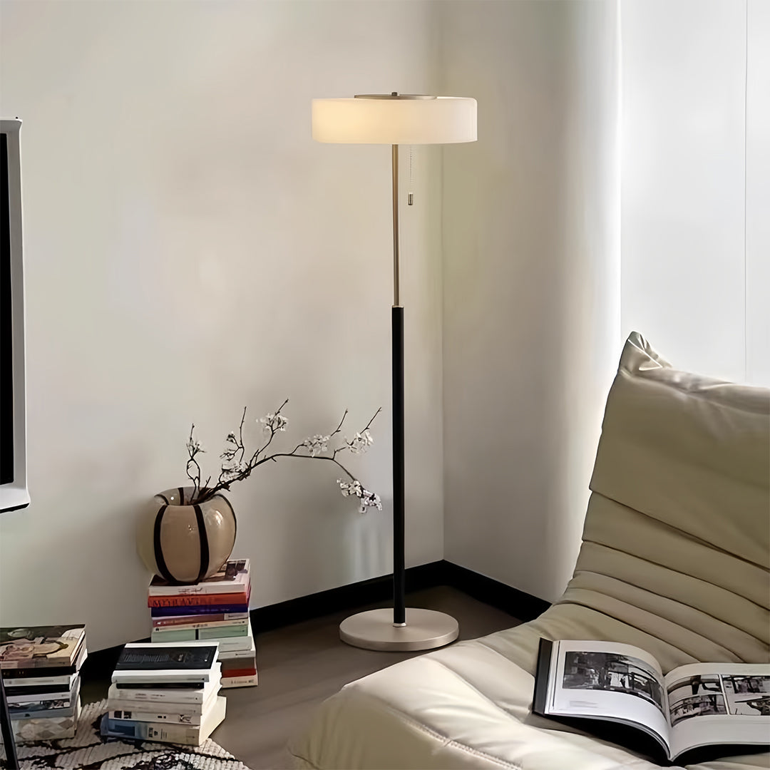 Elegant LED Drum Shade Floor Lamp - Tall Ambient Standing Light