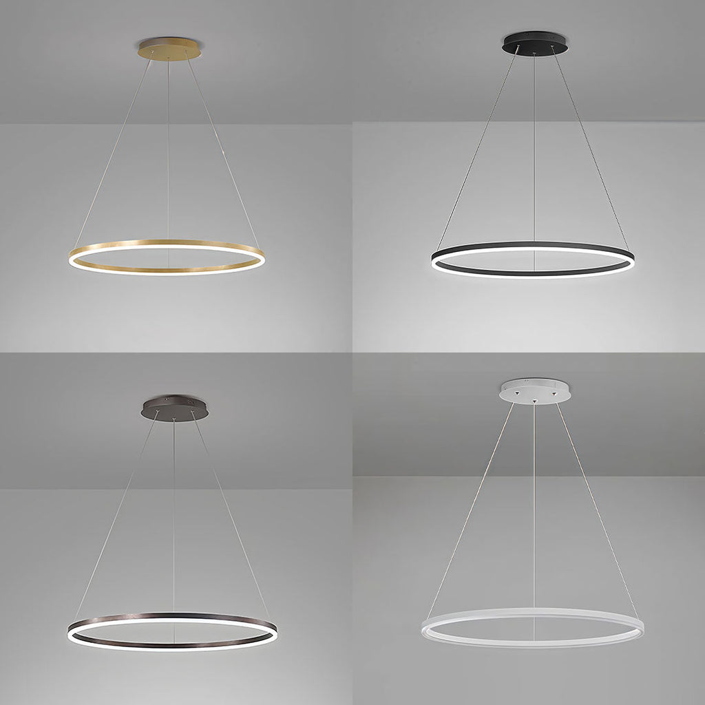Black LED Ring Chandelier - Modern Aluminum Ceiling Light