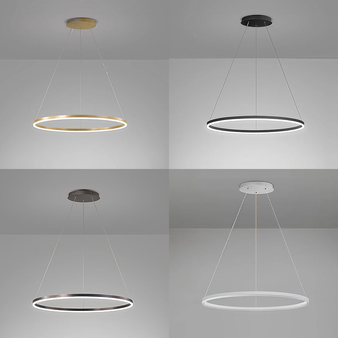 Black LED Ring Chandelier - Modern Aluminum Ceiling Light