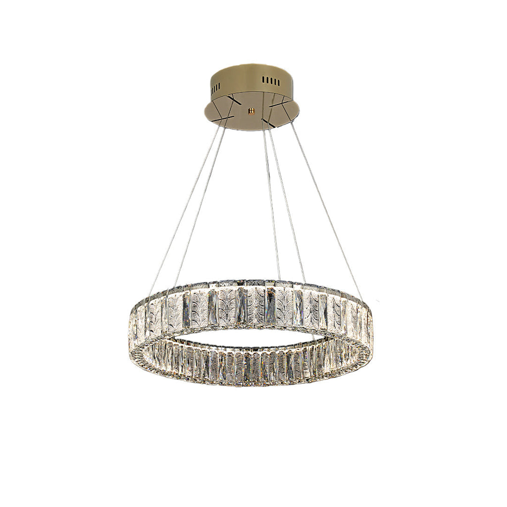 LED Ring Chandelier - Stainless Steel Crystal Ceiling Light