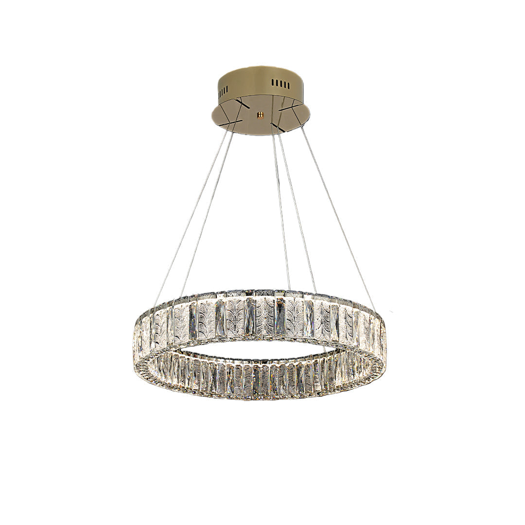 LED Ring Chandelier - Stainless Steel Crystal Ceiling Light