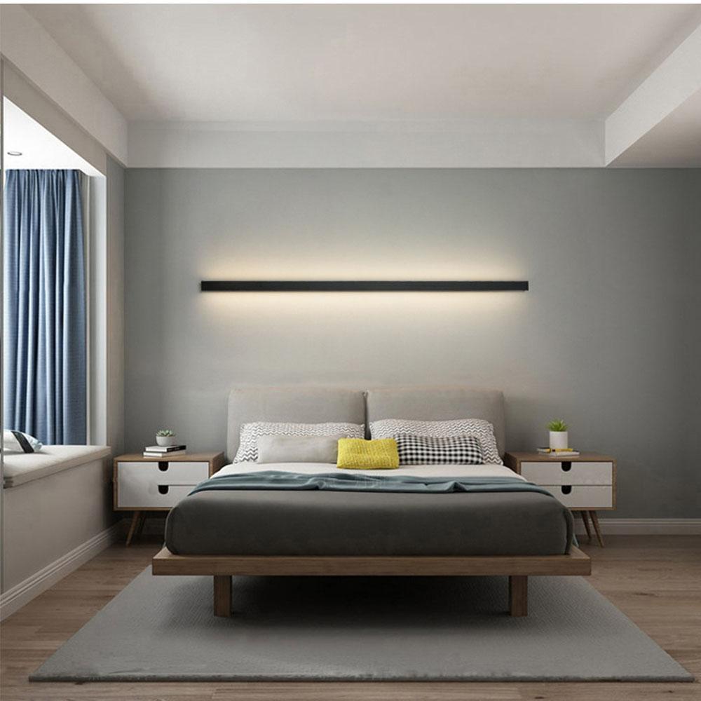 Modern Linear Outdoor Wall Sconce LED Black Lamp Minimalist Design