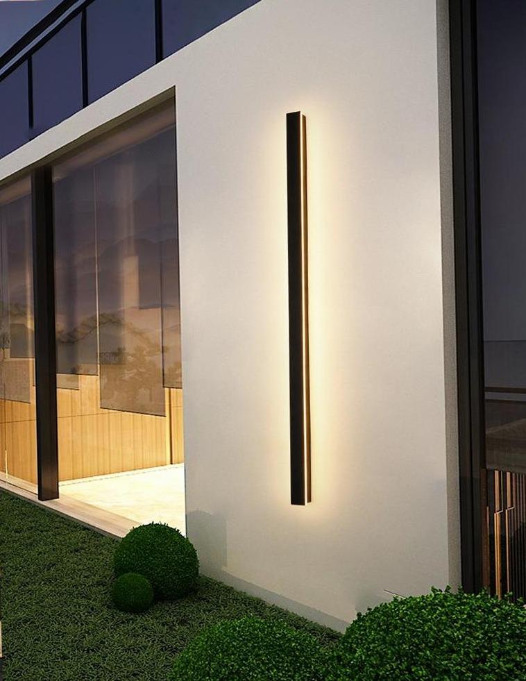 Modern Linear Outdoor Wall Sconce LED Black Lamp Minimalist Design