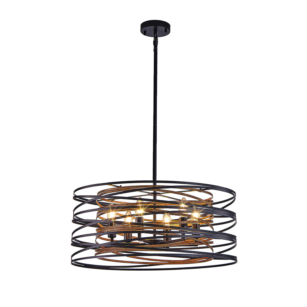 Black Drum Pendant Light - Iron Cage Cylinder Ceiling Fixture