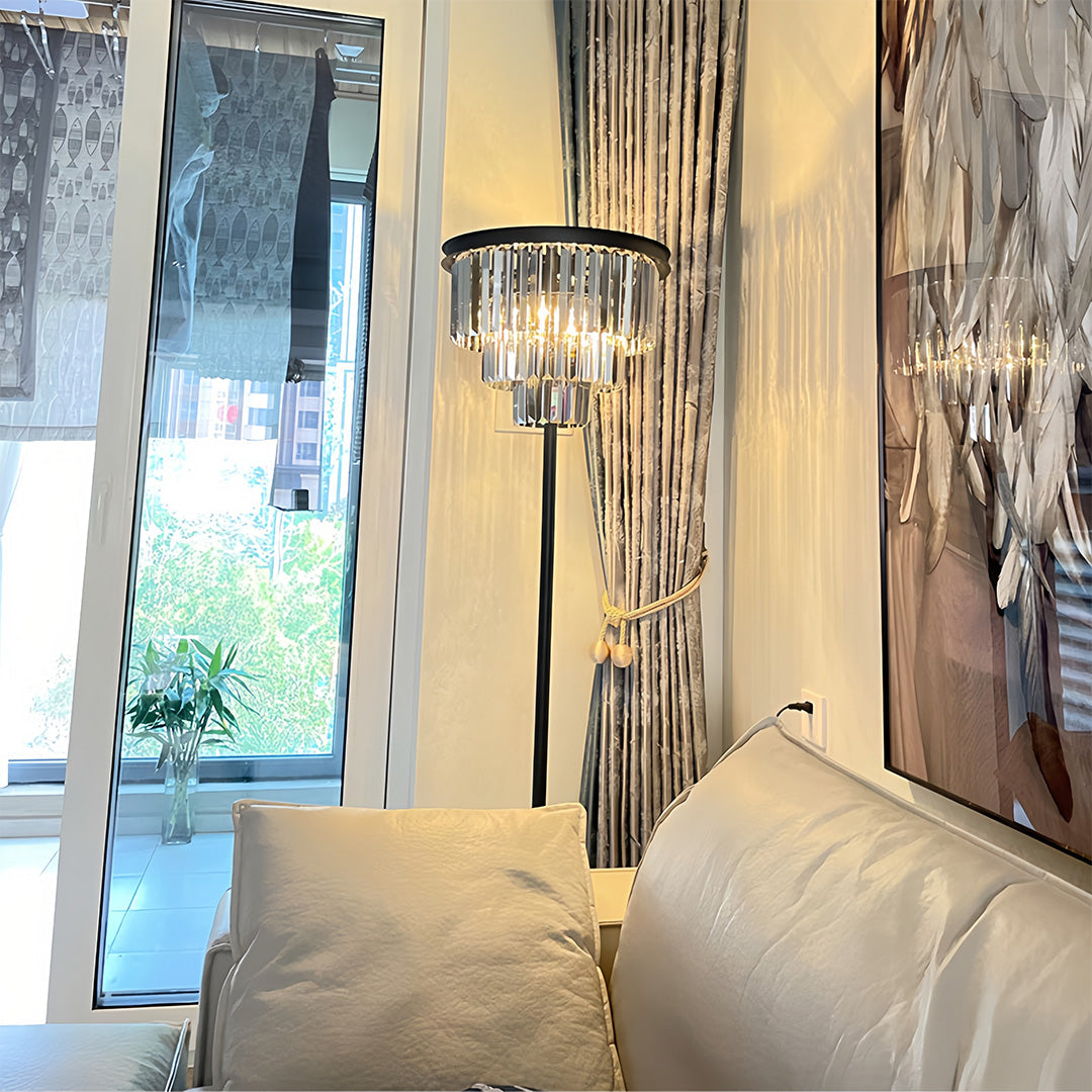 Floor Crystal Lamp - American Glamorous Decorative Standing Luxury Light