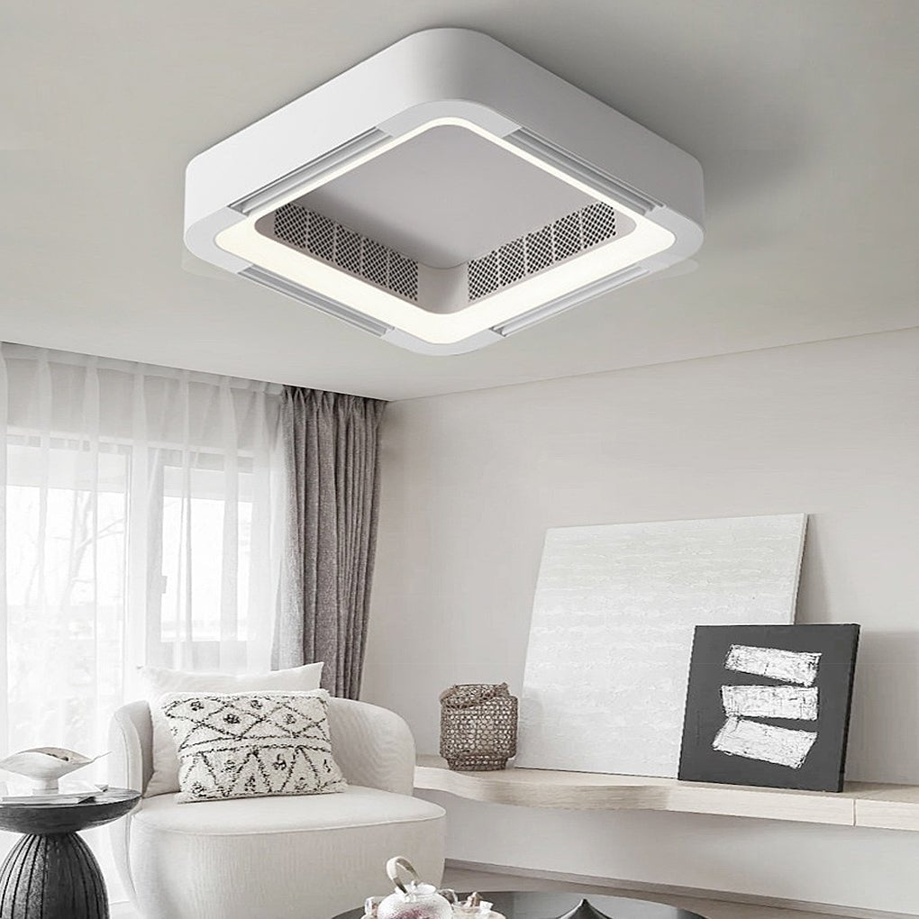Low Profile Bladeless Ceiling Fan with LED Light Inverter - Modern Home Cooling Solution