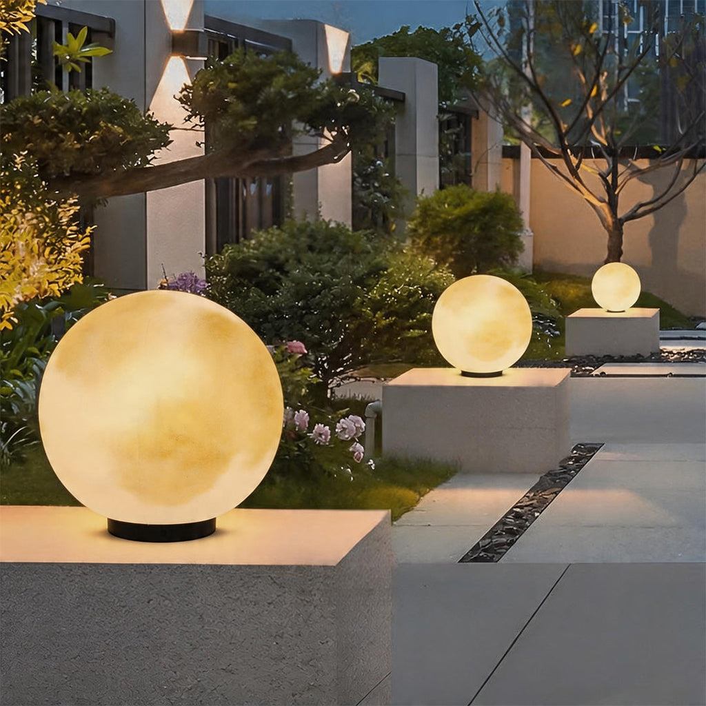 Moon Pillar Lights Waterproof LED Resin Lamp - Modern Decorative Lighting for Home & Garden