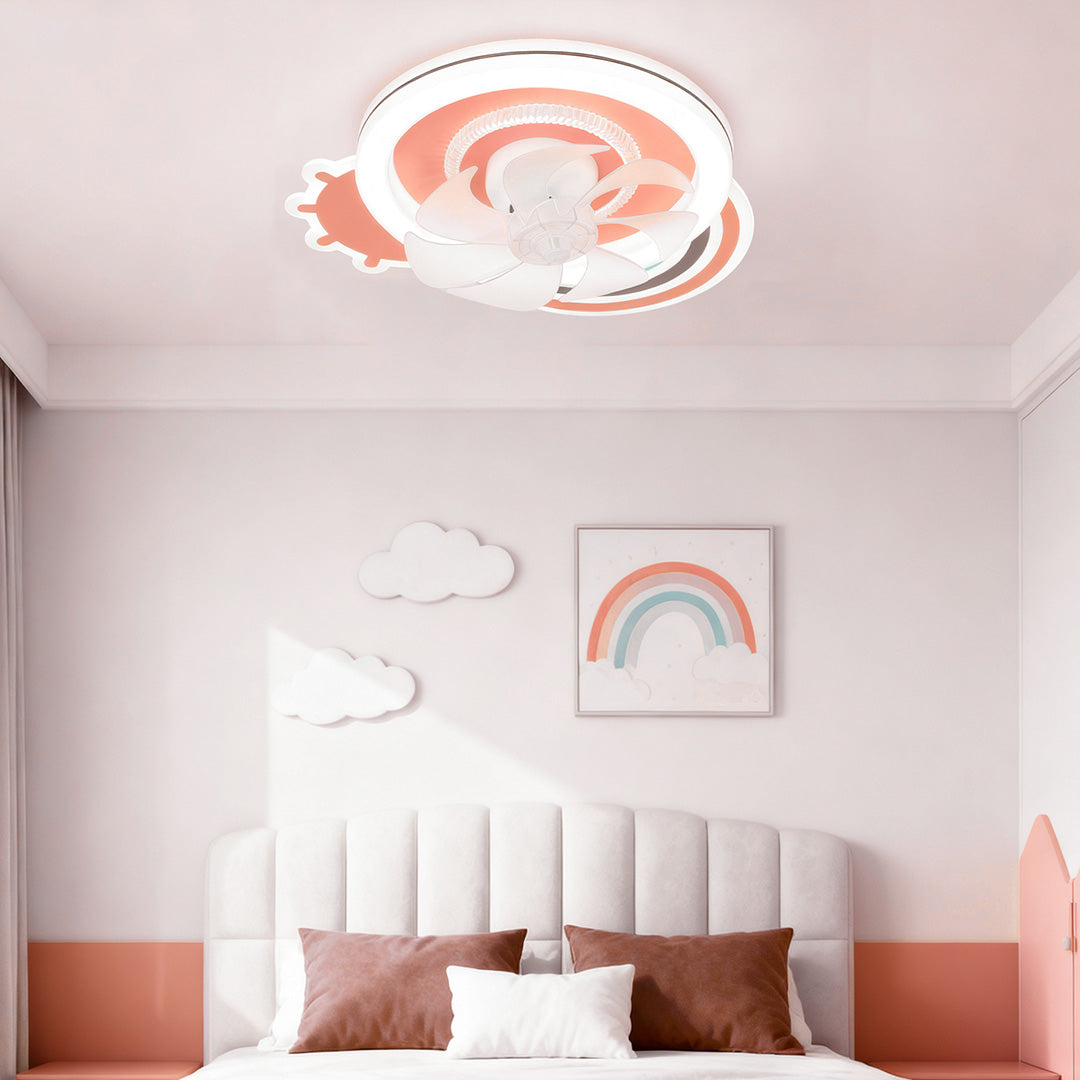 Elegant Pink and White LED Dimmable Ceiling Fan with Light
