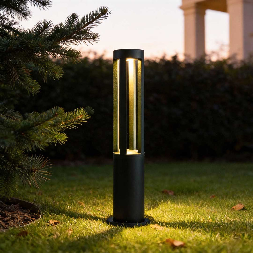 Modern Circular LED Bollard Light Fixture for Exterior Use