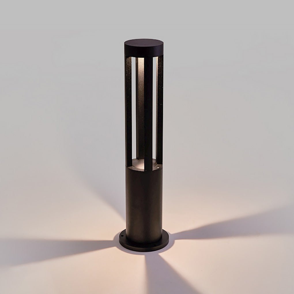 Modern Circular LED Bollard Light Fixture for Exterior Use